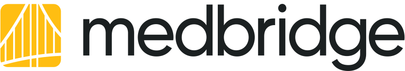 Medbridge logo with yellow arcs and bold black letters.